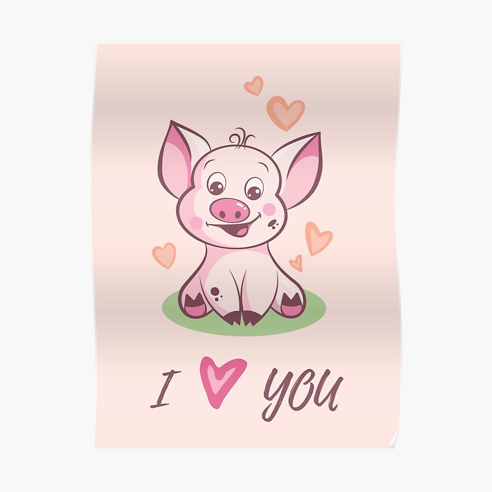 I Love You Cute Baby Piggy Sticker By Duyvolap Redbubble