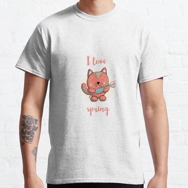 I love spring - Chat doodle T-shirt classique