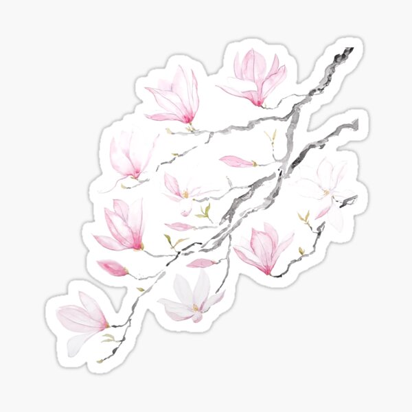 Item preview, hand painted pink magnolia flower no background designed and sold by ColorandColor.