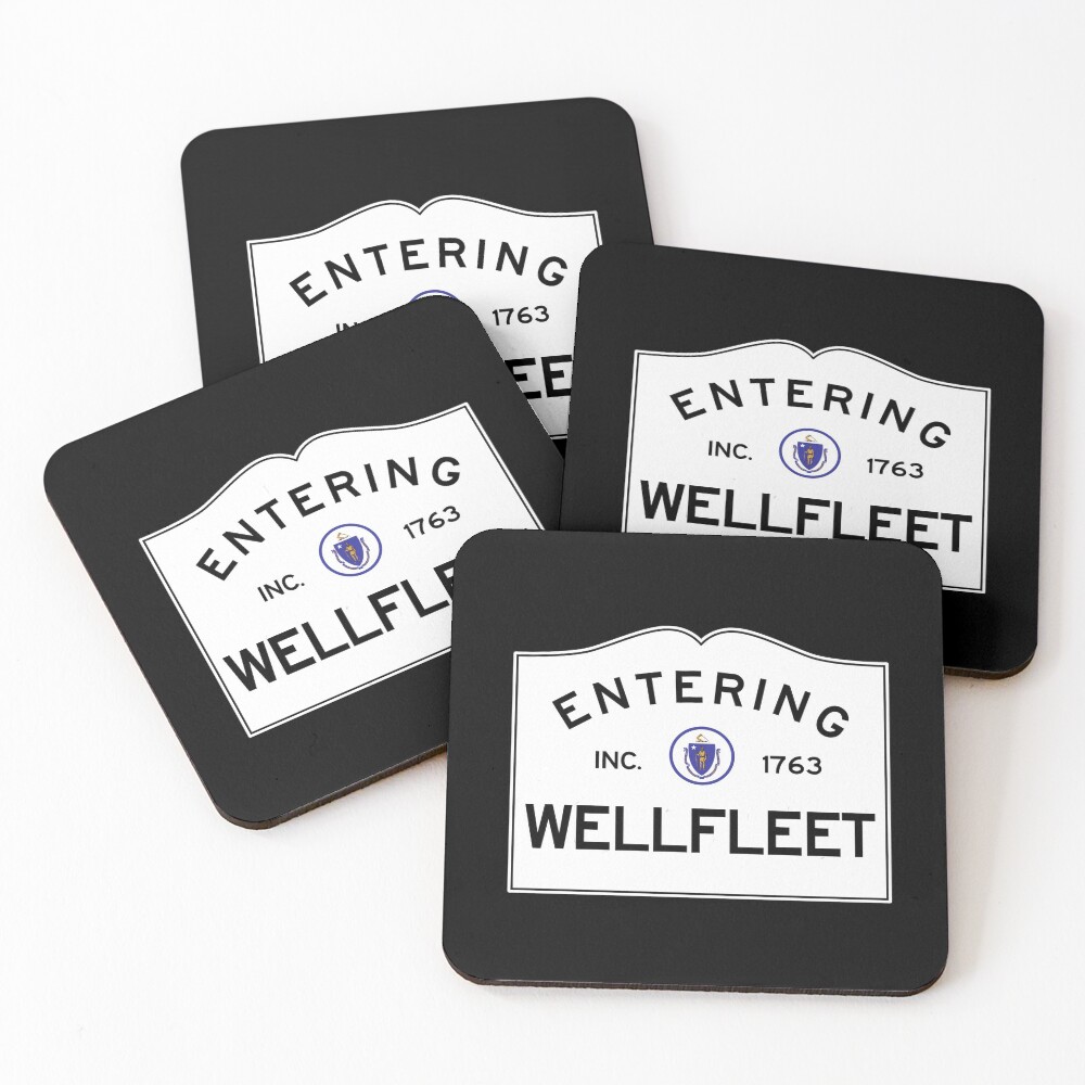Entering Wellfleet - Commonwealth of Massachusetts Road Sign Coasters (Set of 4)