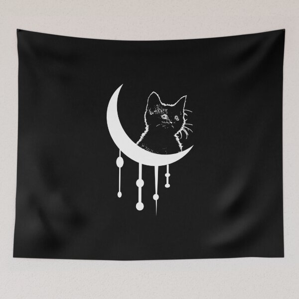 Item preview, Witch cat and dripping moon designed and sold by MysticMoonVibes.