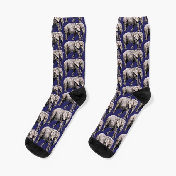 Majestic African Elefant bull on blue background Socks