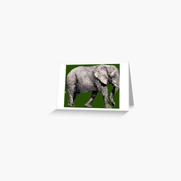 Majestic African Elefant bull on green background Greeting Card