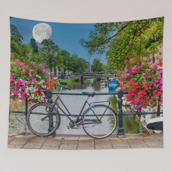 Item preview, Bicycle on a Bridge in Amsterdam with a Big Romantic Moon designed and sold by Jon Shore.