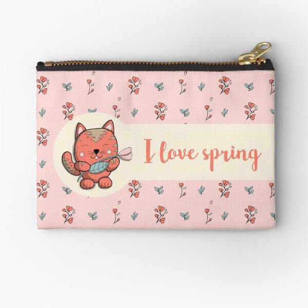 I love spring - Chat doodle Pochette