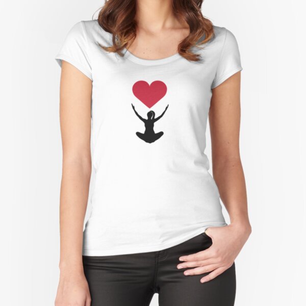 Yoga Love Schneidersitz Tailliertes Rundhals-Shirt