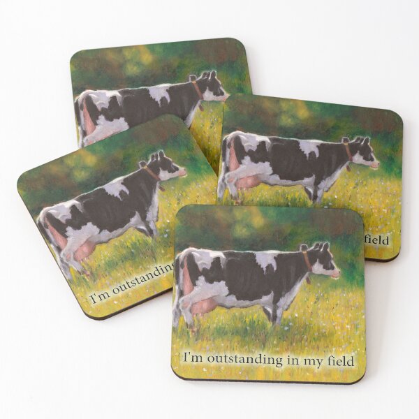 Item preview, I'm Outstanding in my Field, Cow Standing in Field, Pun, Humour, Pastel Art designed and sold by JoyfulWhimsy.