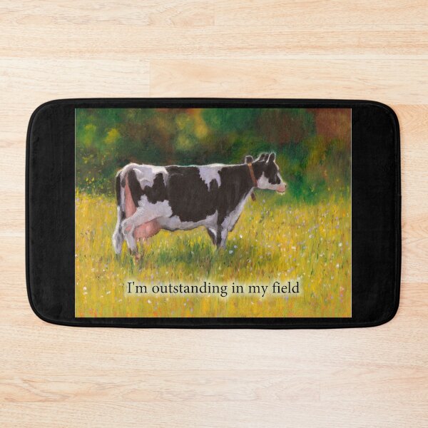 Item preview, I'm Outstanding in my Field, Cow Standing in Field, Pun, Humour, Pastel Art designed and sold by JoyfulWhimsy.
