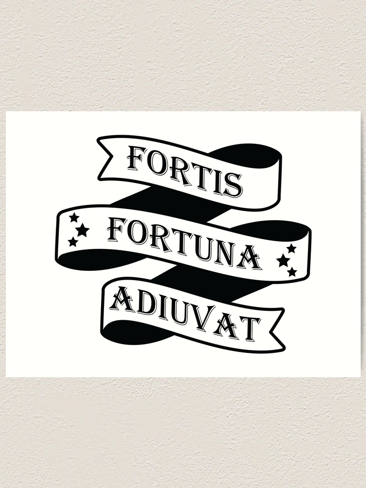 fortis Fortuna adiuvat. Literally The strong ones, Fortune helps. From  Terence comedy play Phormio. Engraved text. Stock Photo