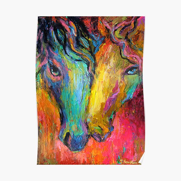 "Vibrant Impressionistic Horses painting" Poster for Sale by novikova