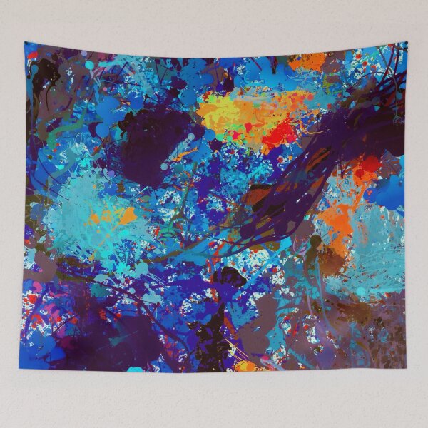 Item preview, Abstract Expressionist Splashes Blue Drip Painting Texture designed and sold by livianasgifts.