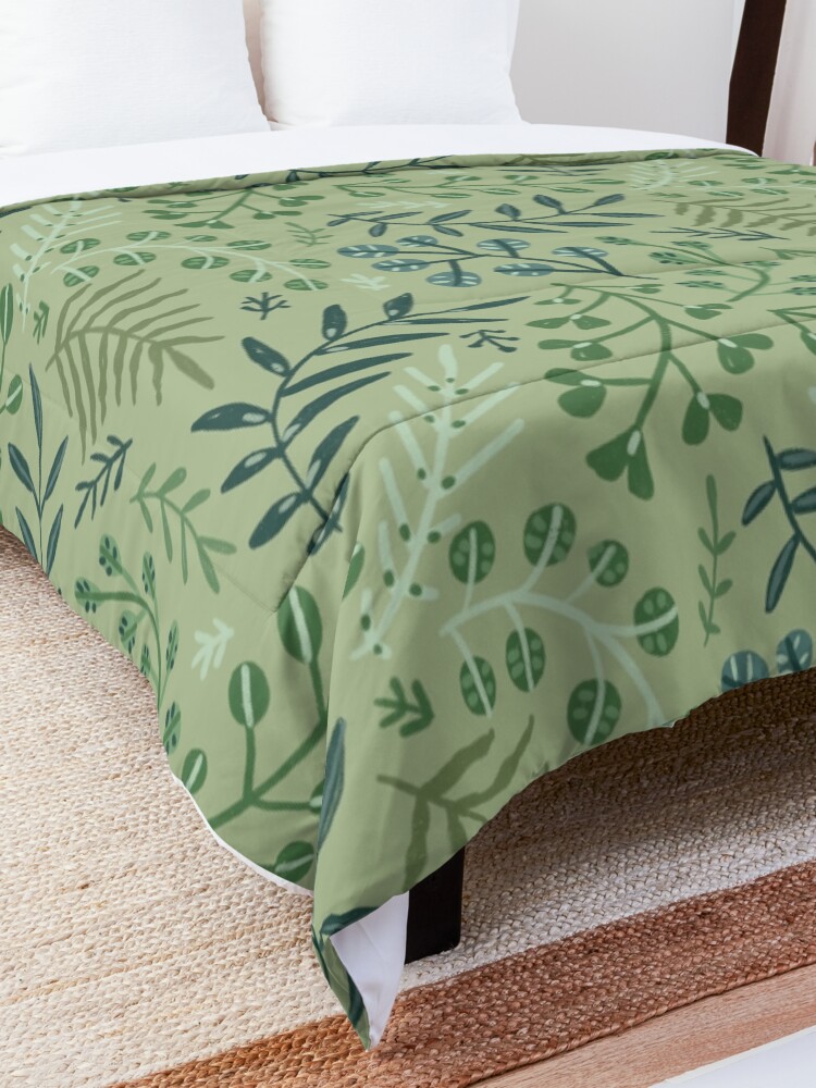 Alternate view of green leaves. leaf. nature. wild floral flowers Comforter