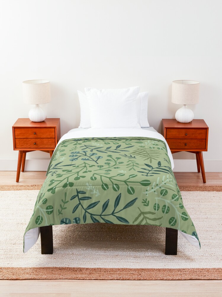 Alternate view of green leaves. leaf. nature. wild floral flowers Comforter