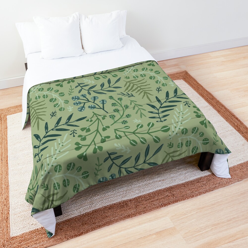 green leaves. leaf. nature. wild floral flowers Comforter
