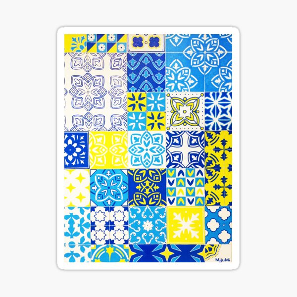 Portuguese Tiles Yellow and Blue Sticker