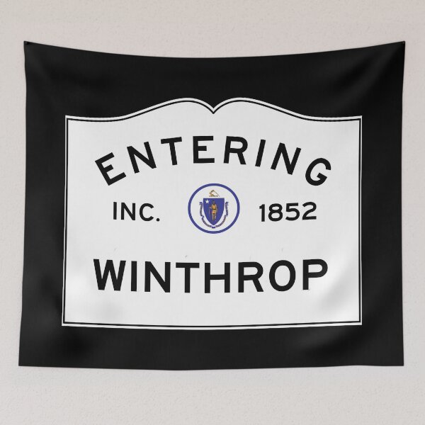 Item preview, Entering Winthrop - Commonwealth of Massachusetts Road Sign designed and sold by NewNomads.