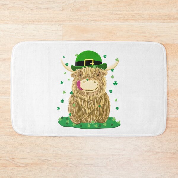 Item preview, Scottish Highland Cow St Patrick's Day Shamrocks designed and sold by brodyquixote.