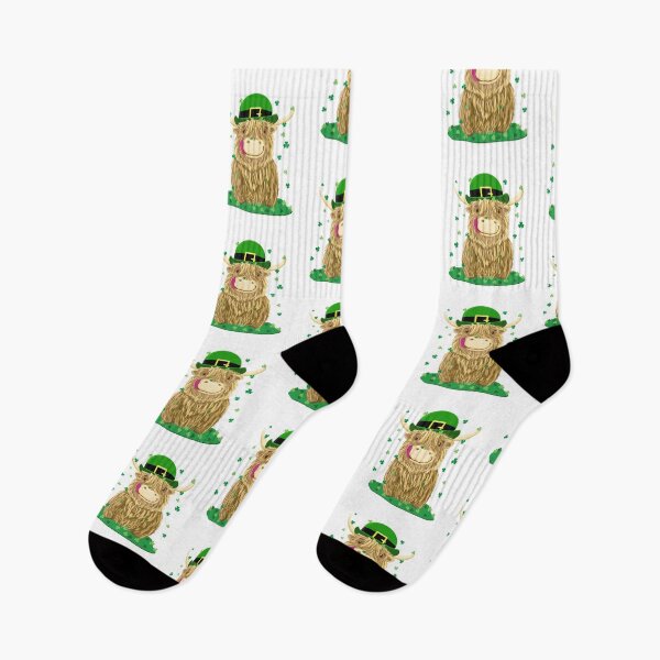 Item preview, Scottish Highland Cow St Patrick's Day Shamrocks designed and sold by brodyquixote.