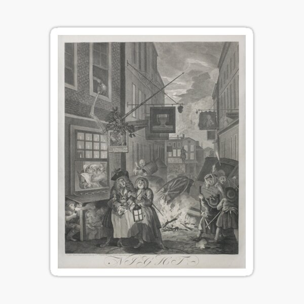 Item preview, William Hogarth (1697-1764) - The Four Times of the Day (1738) - 'Night' - engraving series designed and sold by cdmprints.