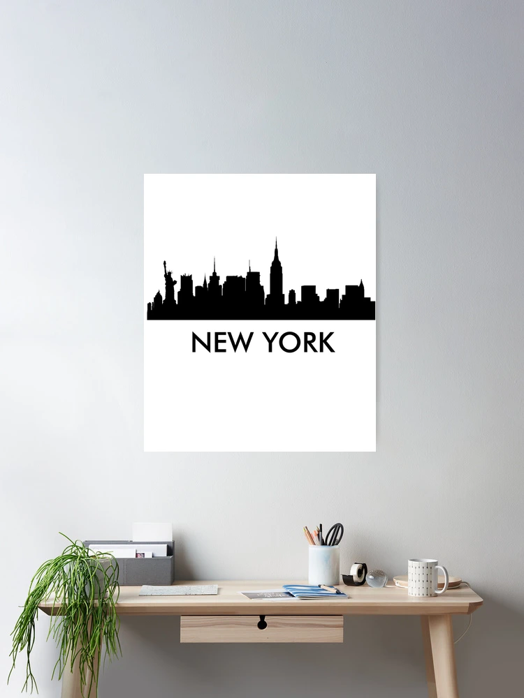 New York City Skyline Silhouette with Statue of Liberty USA in