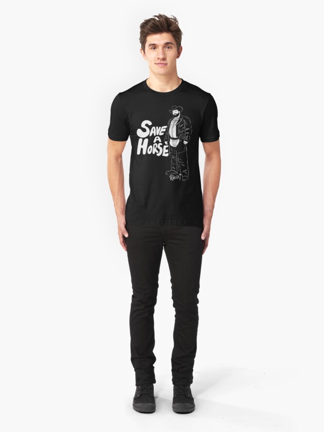 Alternate view of Save a Horse - White lines Slim Fit T-Shirt