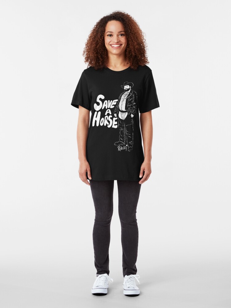 Alternate view of Save a Horse - White lines Slim Fit T-Shirt