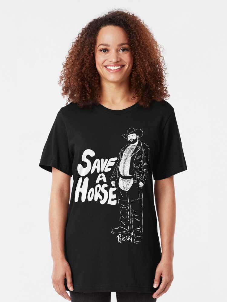 Alternate view of Save a Horse - White lines Slim Fit T-Shirt