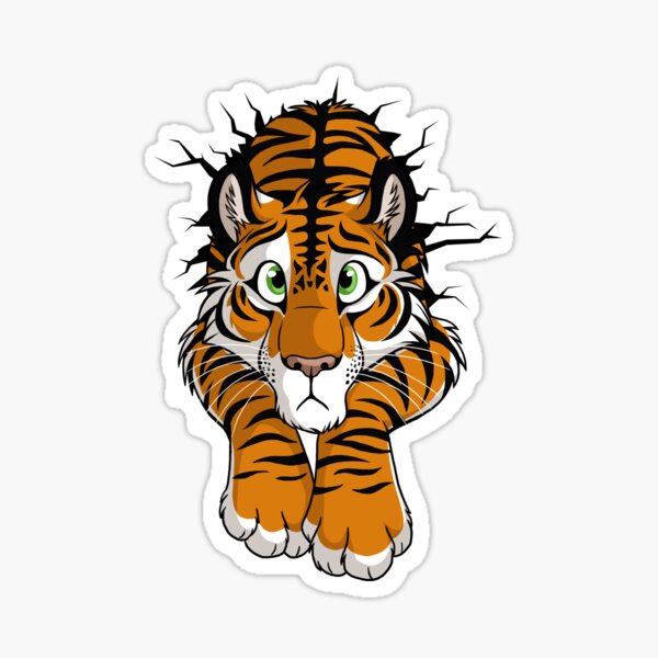 STUCK Orange Tiger (white cracks) Sticker