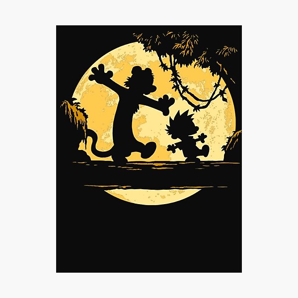 calvin and hobbes, calvin, hobbes, cartoon, silhouette, kzl Photographic Print