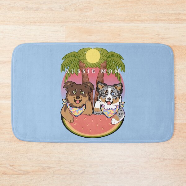 Item preview, Aussie mom BLUE MERLE and RED TRI / Australian Shepherd dog designed and sold by Ivy Fox Illustration.