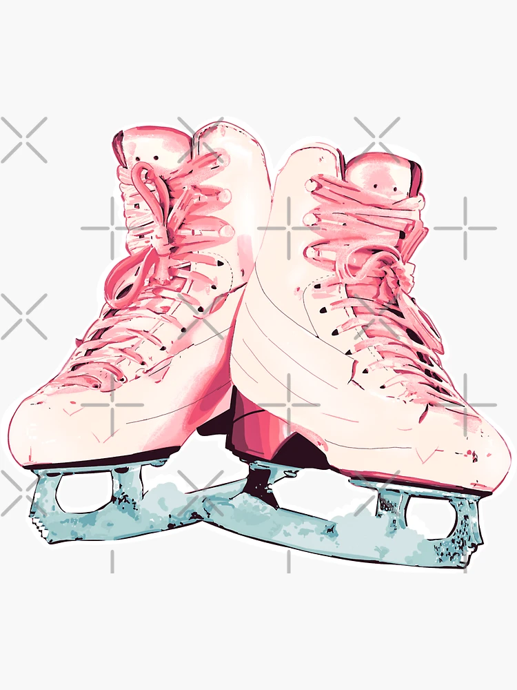 Pink Ice Skating Design Classic Round Sticker