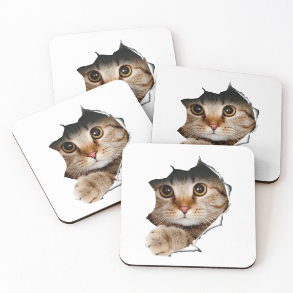 Item preview, Cat with whiskers clawing through paper designed and sold by MindChirp.