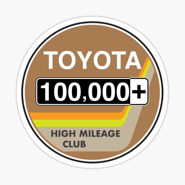 Toyota High Mileage Club - 100,000+ Miles (2KB Version) Sticker