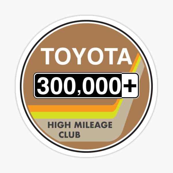 Toyota High Mileage Club - 300,000+ Miles (2KB Version) Sticker