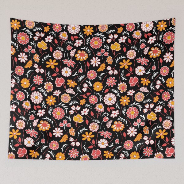 Item preview, Cute Ditsy Flowers // Orange, Red, Black, White designed and sold by Elsy's Art.