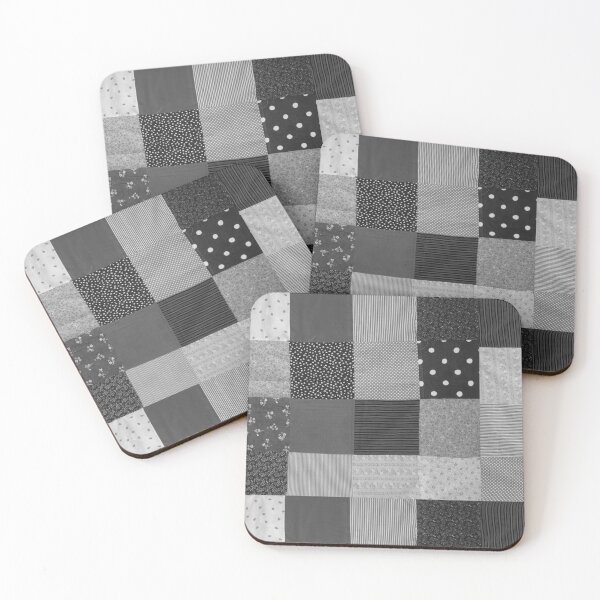 Item preview, fabric squares of black and white patchwork  designed and sold by pollywolly.