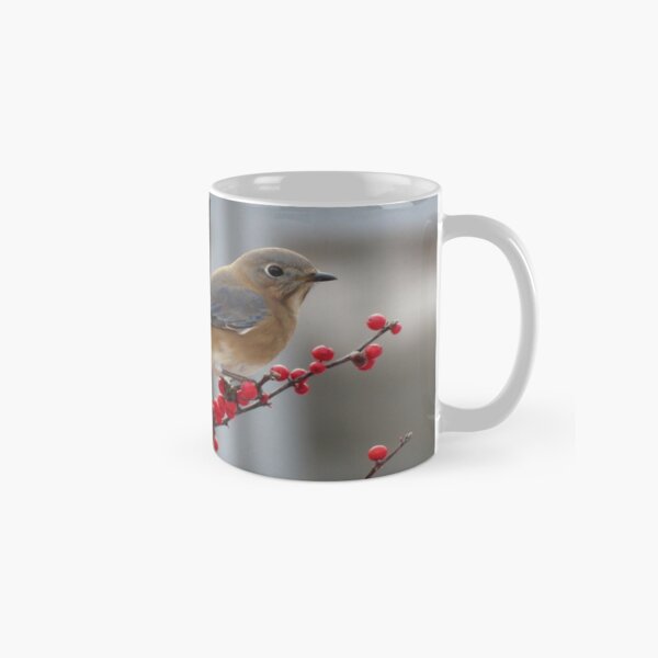 Female Bluebird and Red Berries on Coffee / Tea Classic Mug