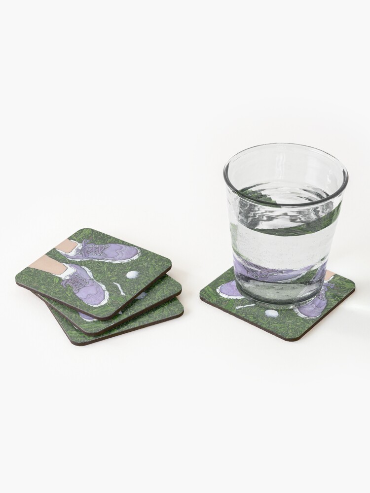 Alternate view of "Golf Shoes"~Painting by Dawn Langstroth ©2020 Coasters (Set of 4)