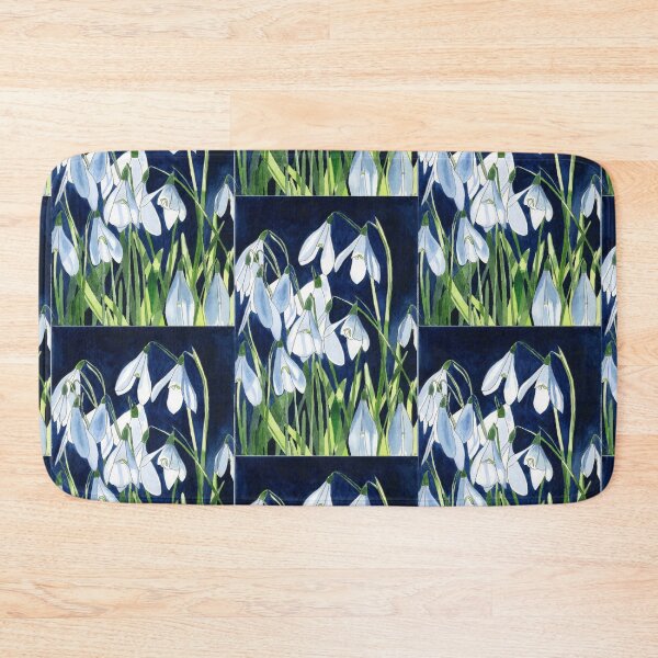 Item preview, Watercolour painting of snowdrops with a dark background designed and sold by esvb.