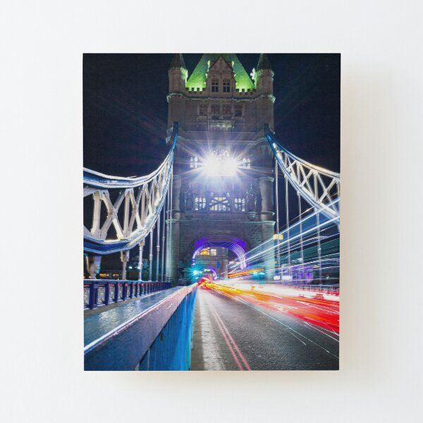 Tower Bridge Light Trails Wood Mounted Print