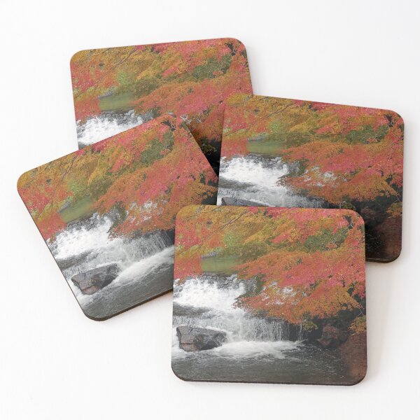 Item preview, Fall leaves over the river in Kurokawa Japan designed and sold by cuisinecat2.