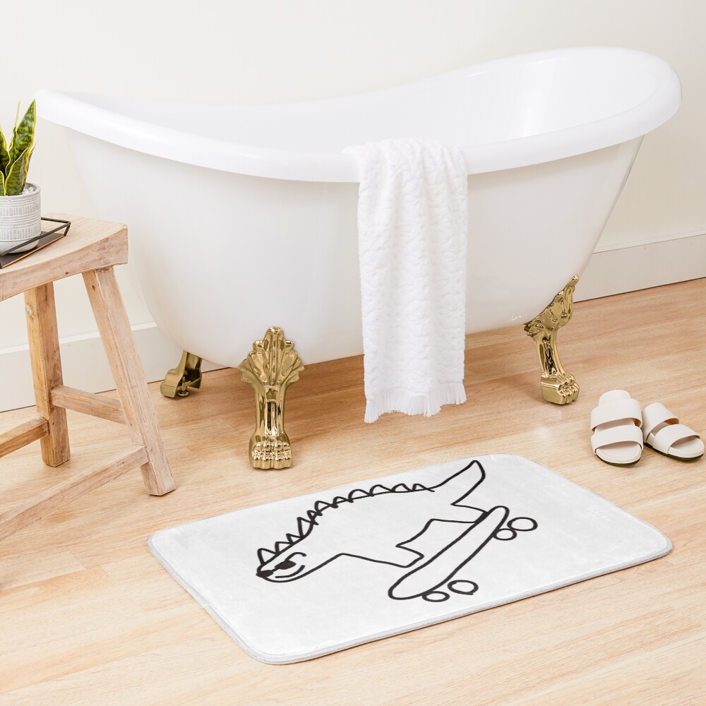Dino Skateboarding Bath Mat