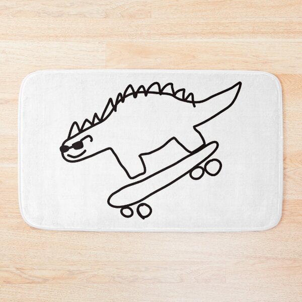 Dino Skateboarding Bath Mat