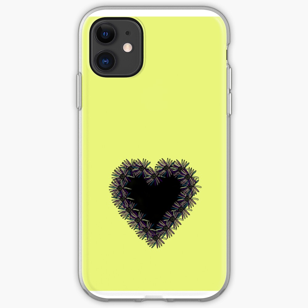 Yellow iPhone Case With Black Heart Design iPhone Case & Cover