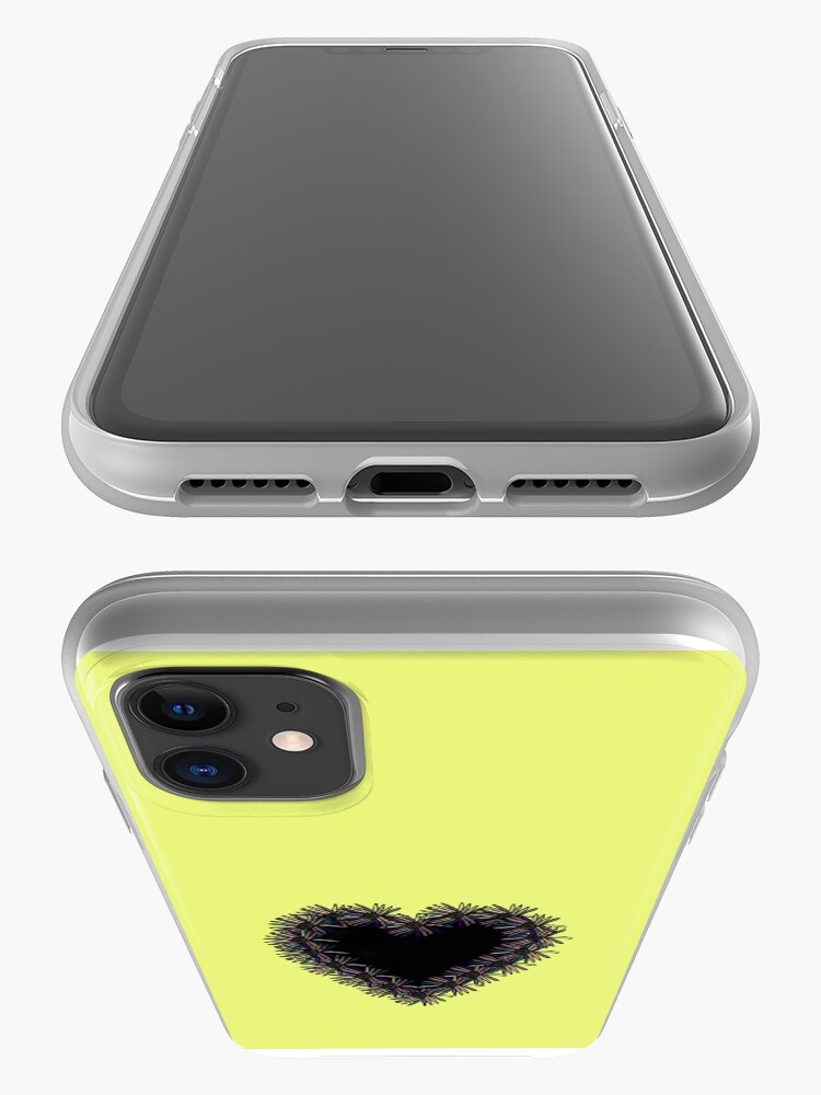 Alternate view of Yellow iPhone Case With Black Heart Design iPhone Case & Cover
