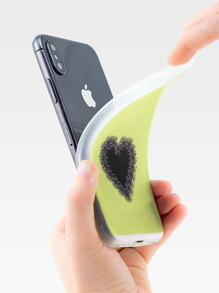 Alternate view of Yellow iPhone Case With Black Heart Design iPhone Case & Cover
