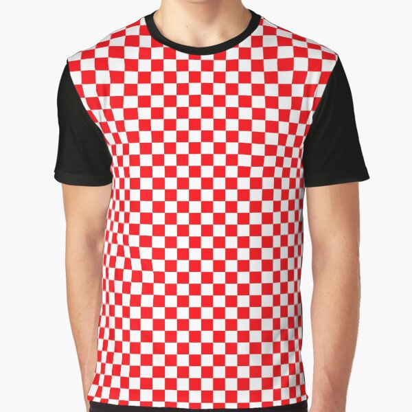Red and White Christmas Check Squares Graphic T-Shirt