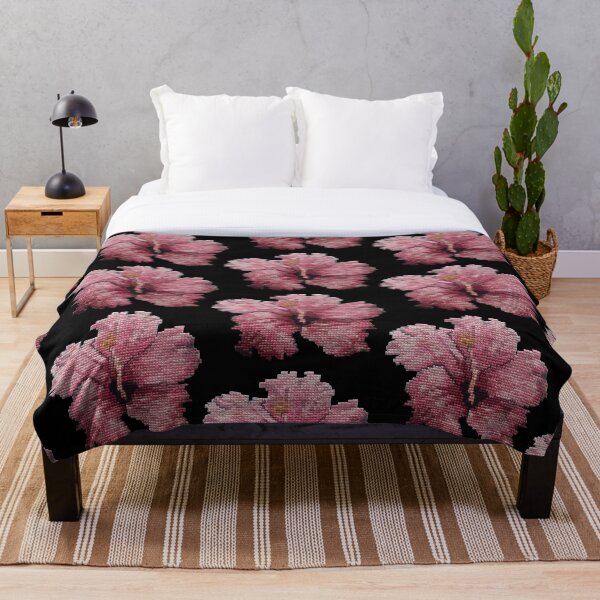 Red Hibiscus Throw Blanket