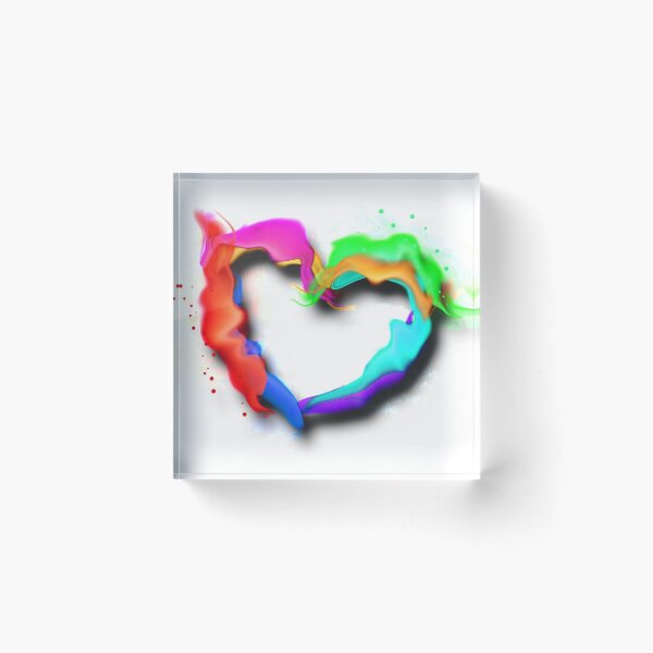 Neon Rainbow Heart Acrylic Block