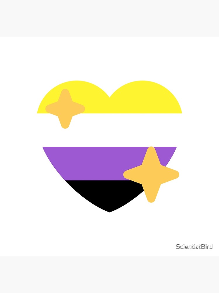 Sparkling Heart Emoji Nonbinary Pride Art Board Print By Scientistbird Redbubble